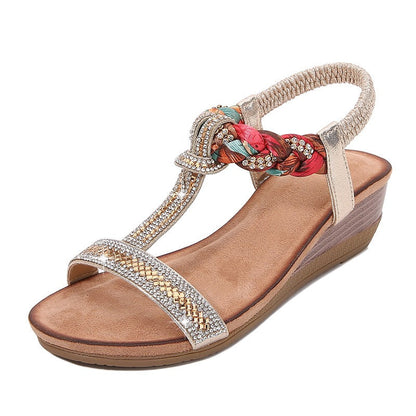 Variant image for Damen-Sandalen mit hohem Absatz Glitzerperlen Elastisches Band PU TPR-9