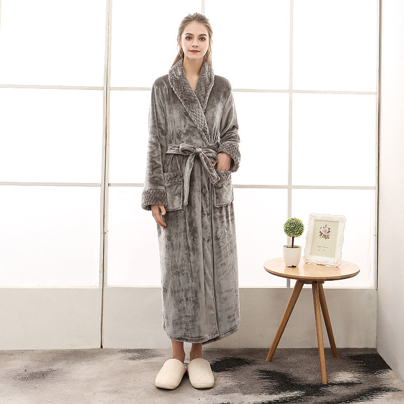 Unisex-Bademantel, Flanell, Loose Fit, Korallvelours-5