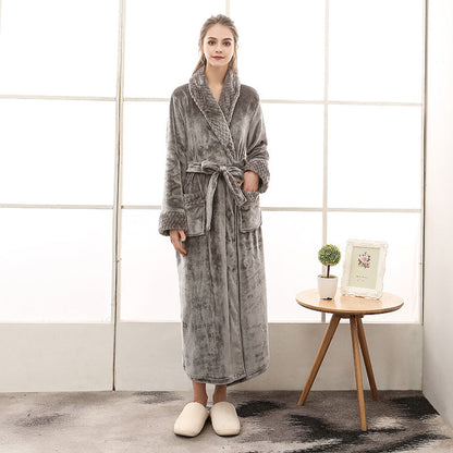 Unisex-Bademantel, Flanell, Loose Fit, Korallvelours-5