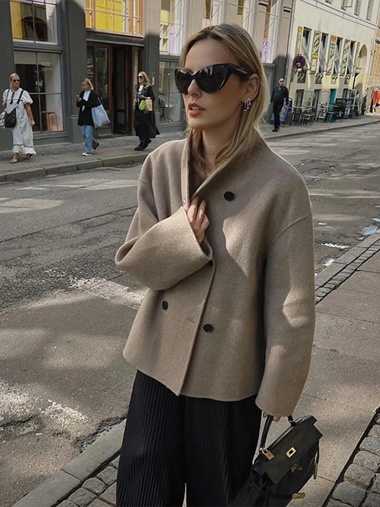 Damen-Trenchcoat, kurz, oversized, hochwertiger Stoff-5