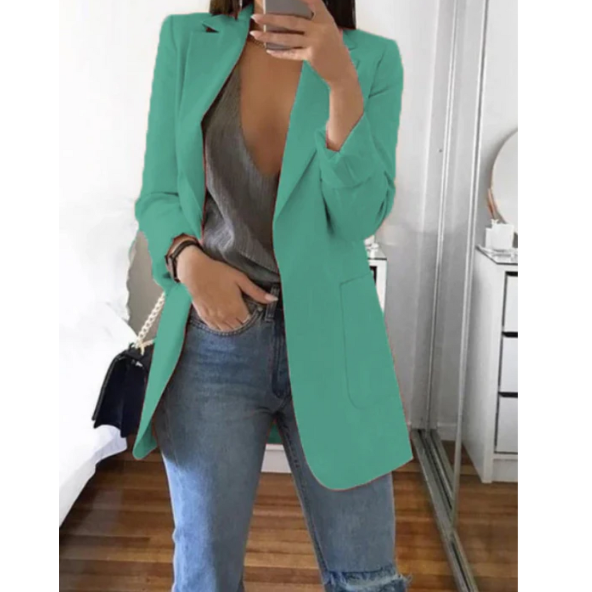 Variant image for Damen Blazer Enger Geschnitten Modernes Design Hochwertiger Stoff-43