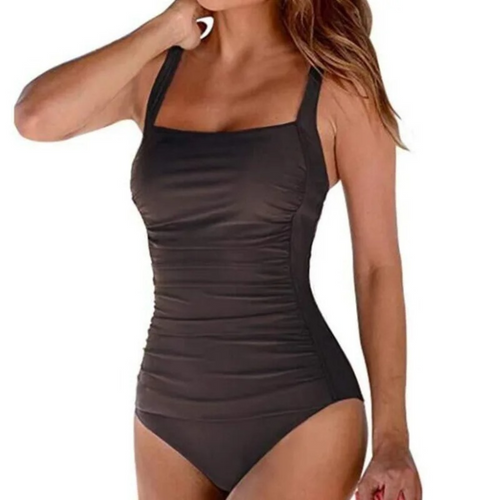 Badeanzug Damen Monokini Tiefer V-Ausschnitt Shaping Polyester-1