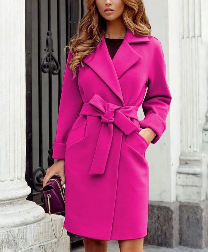 Variant image for Damen-Trenchcoat mit Gürtel, wendbarer Kragen, Polyester, knielang-50