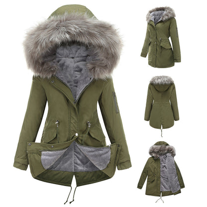 Damen-Parka, fleecegefüttert, mit Kapuze und mittellanger Länge-5