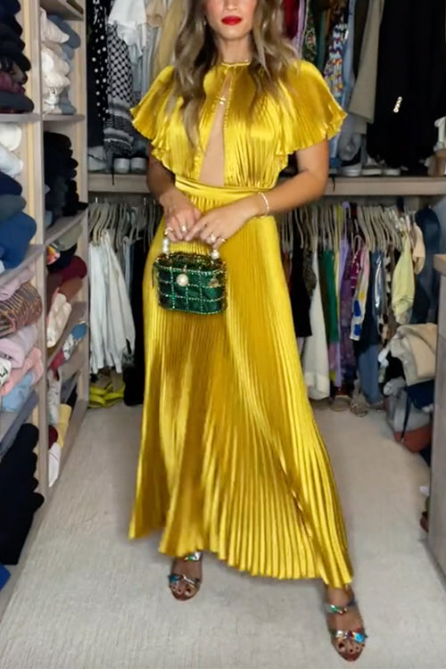 Damen-Maxikleid, für Hochzeitsfeier, ausgeschrieben, mit Glockenärmel, Baumwolle, Polyester-1