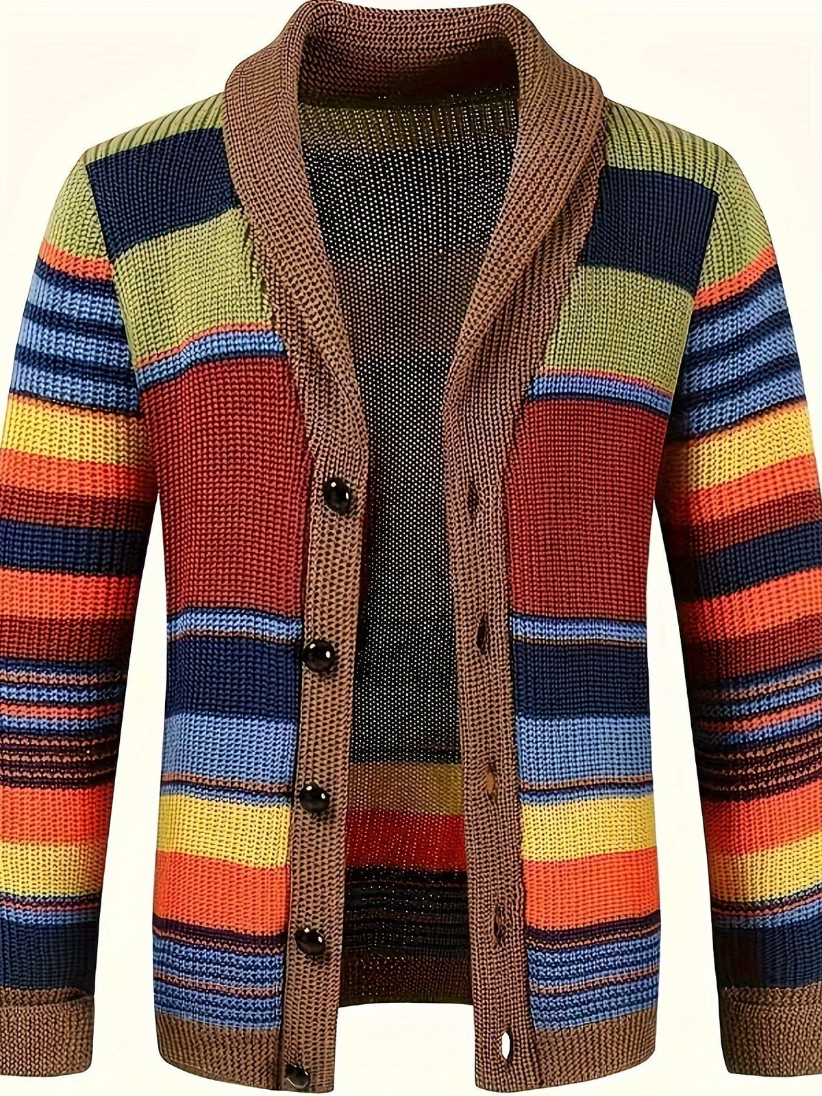 Damen-Strickjacke, gestreiftes Polyester, trendig und bequem-1