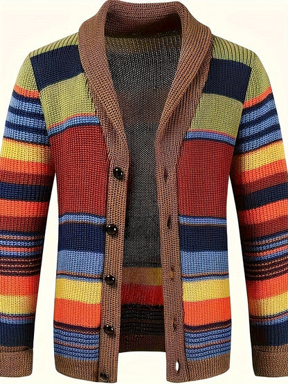 Damen-Strickjacke, gestreiftes Polyester, trendig und bequem-1