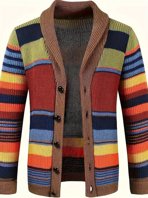 Damen-Strickjacke, gestreiftes Polyester, trendig und bequem-1