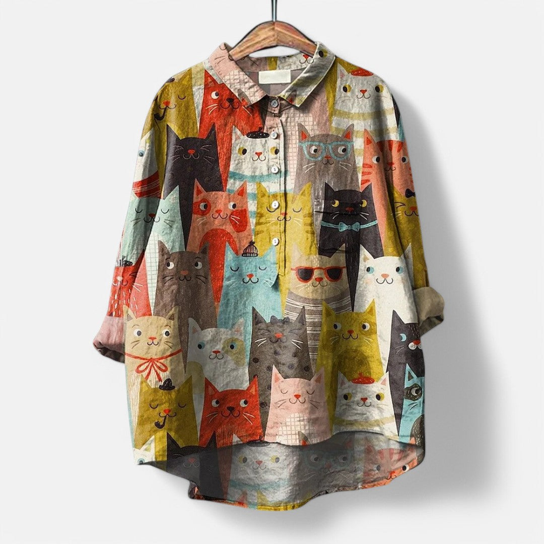 Damen Bluse Elegantes Polyester mit Gefärbt Kunstdruck-5