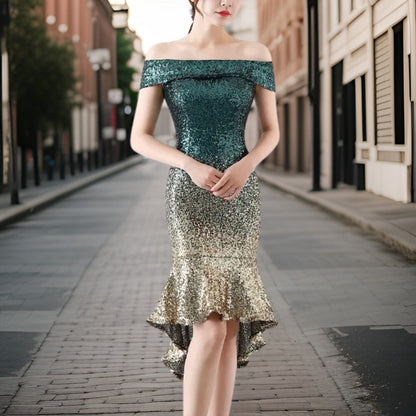 Variant image for Damenkleid Mini Glitzernde Details für Festliche Anlässe-6