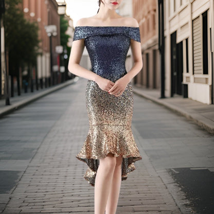 Damenkleid Mini Glitzernde Details für Festliche Anlässe-5