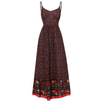 Damenkleid Boho-Stil mit Blumenmuster Leichter Stoff 2
