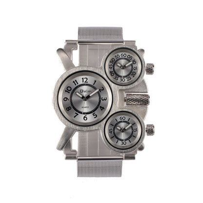 Herrenuhr, Multi-Zeitzonen, elegantes, Edelstahl und Leder 10