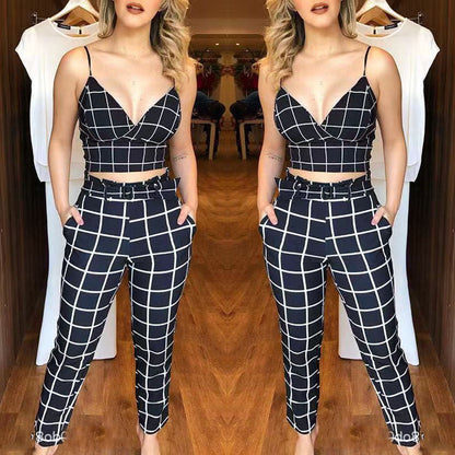 Variant image for Damen-Camisole, Crop-Top, V-Ausschnitt, Polyester, Capri-Hose, Set-6