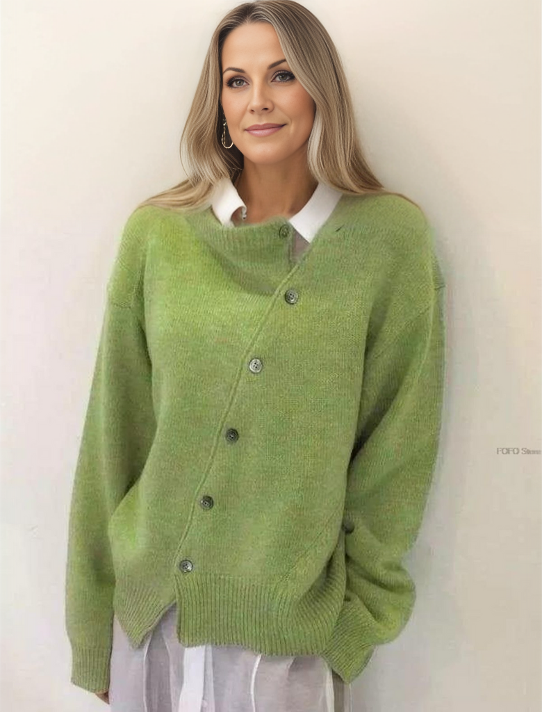 Variant image for Damen-Strickpullover, mit diagonaler Knopfleiste aus weicher Qualität-7