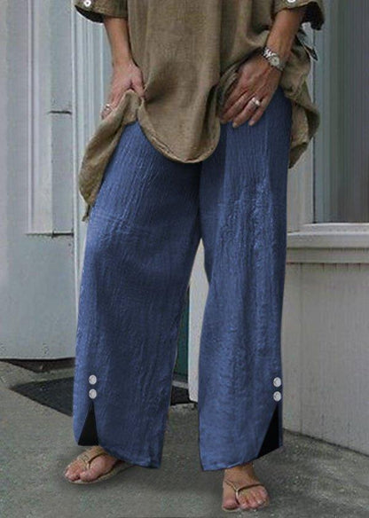Damen-Hose, weites Bein mit Knopfdetails aus recyceltem Material 10