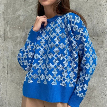 Damen-Jacquard-Strickpullover, weiches Garn, modernes Design-4