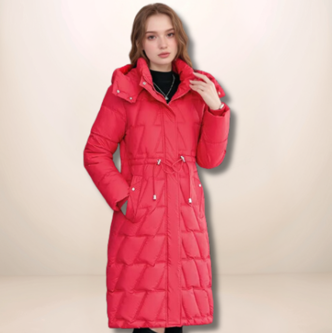 Langer Wintermantel Damen Gesteppt Design Wärmeisolierendes Material-4