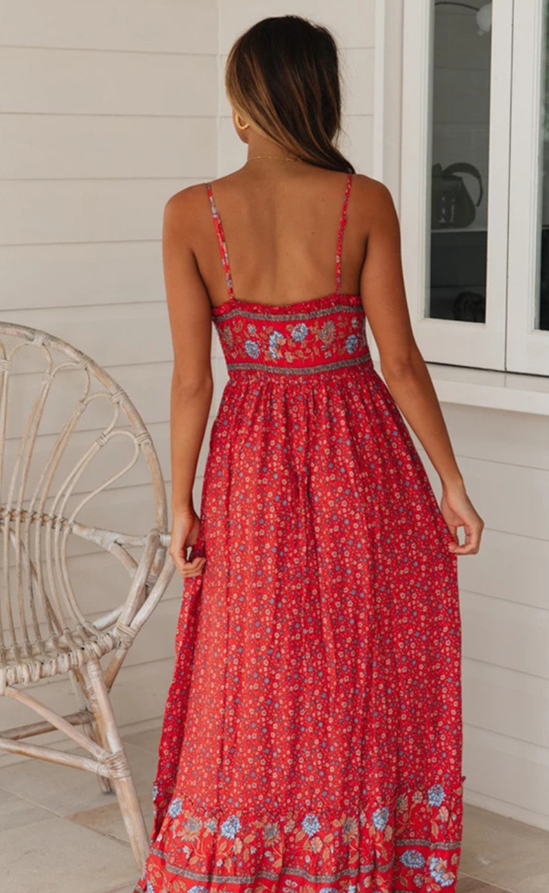 Damen-Boho-Kleid, fließende Baumwolle 2