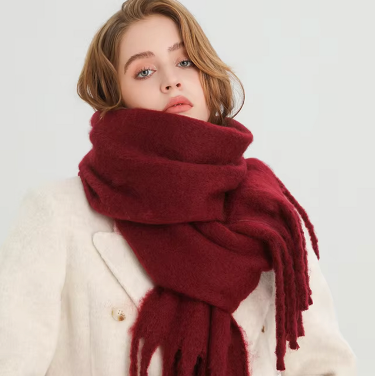 Winterschal für Damen aus kaschmirähnlichem Material mit langen Fransen – Elegantes und vielseitiges Pashmina-Design 19
