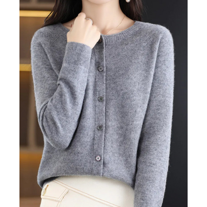 Variant image for Lange Strickjacke Damen Weiche Acrylmischung Rundhals-31
