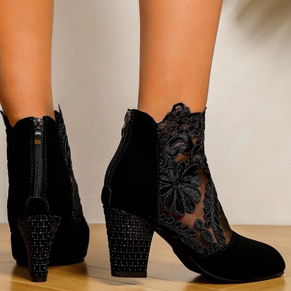 Damen-Stiefel mit hohem Absatz Bestickt Elegant Hochwertige Stoffe-5