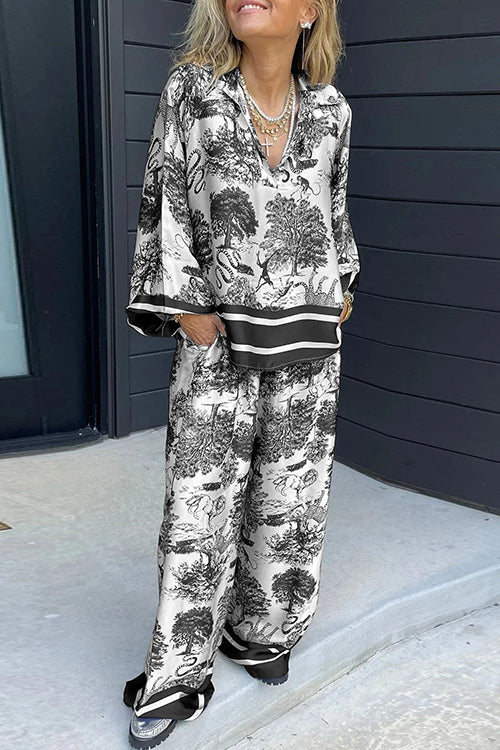 Damen Hemd V-Ausschnitt Lange Ärmel Bedruckt Baumwolle Polyester-2