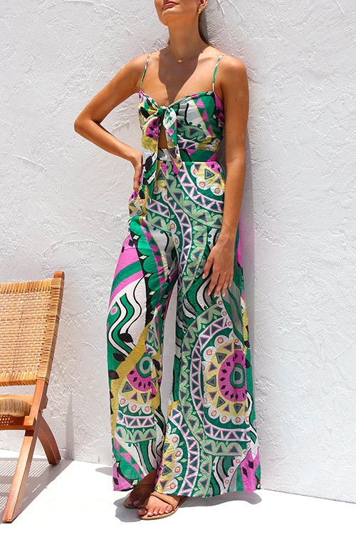 Damen-Jumpsuit Spaghettiträger Weites Bein Baumwolle Polyester-1