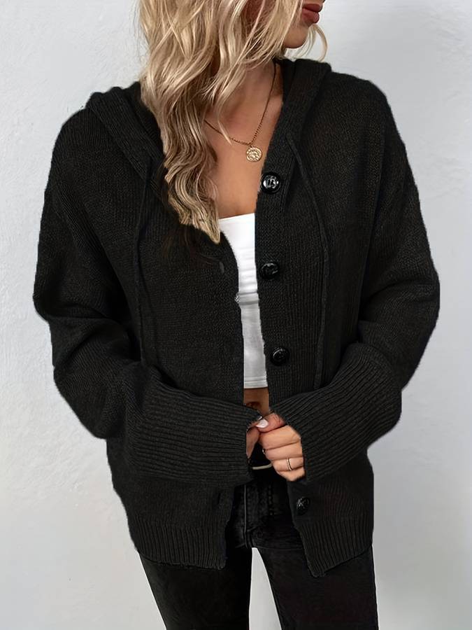 Variant image for Damen-Hoodie Knopfverschluss Bequeme Baumwolle-5