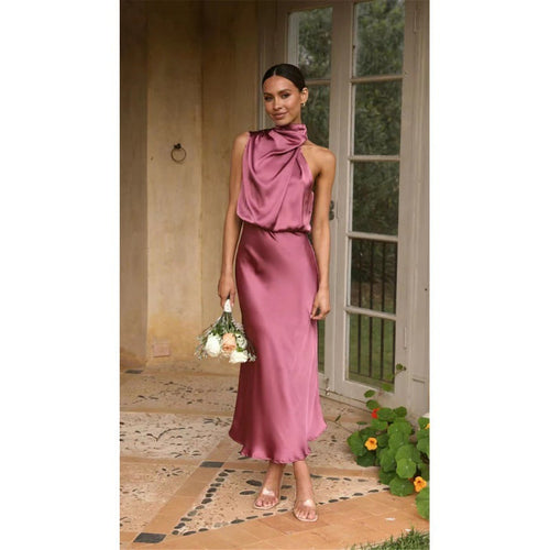 Weinrotes Festkleid für Damen mit hoher Taille und Schleppe – Elegantes Kleid für Hochzeiten und Zeremonien 1