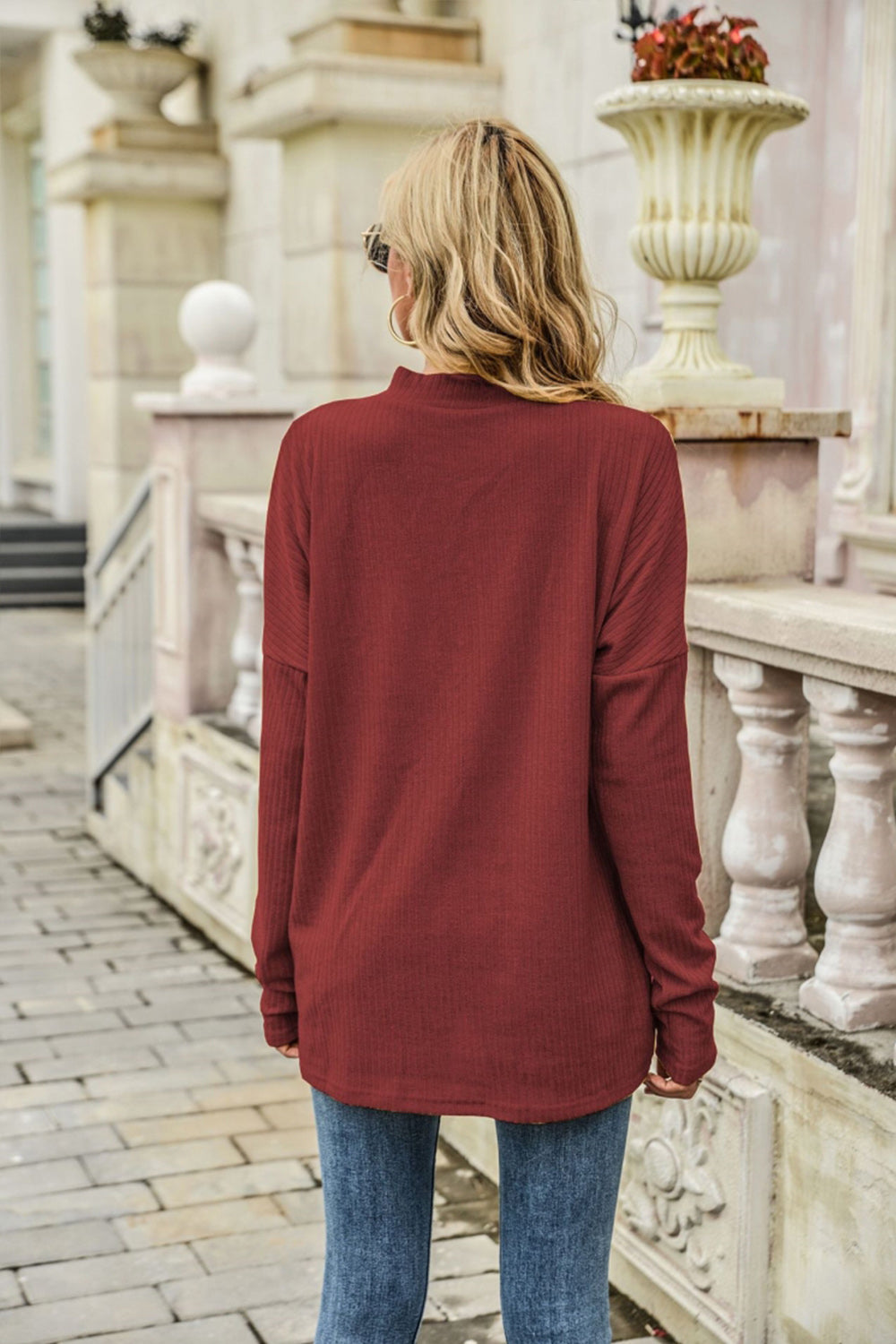Damen-Pullover, tieferer V-Ausschnitt, kurze Ärmel, Polyester-6