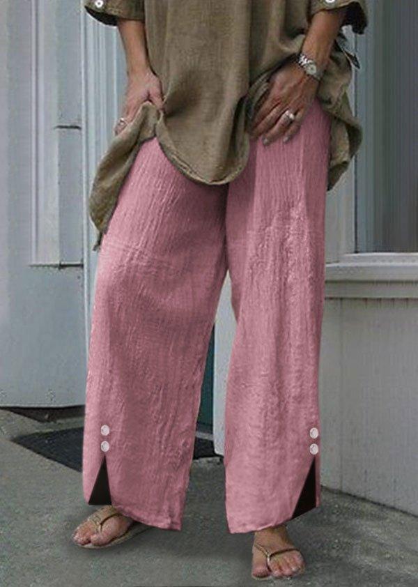 Damen-Hose, weites Bein mit Knopfdetails aus recyceltem Material 5