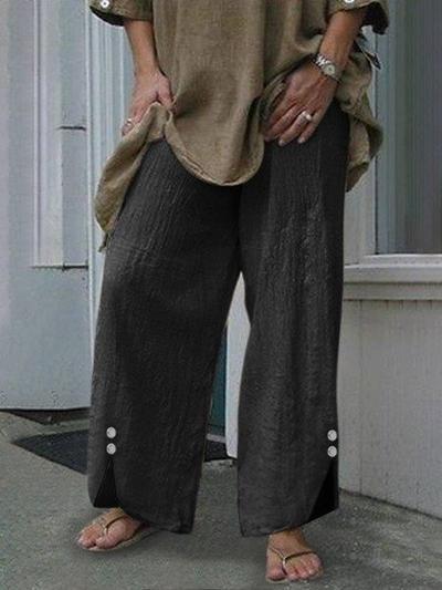Damen-Hose, weites Bein mit Knopfdetails aus recyceltem Material 3