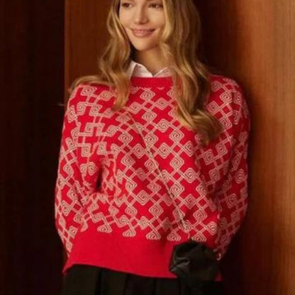 Damen-Jacquard-Strickpullover, weiches Garn, modernes Design-6