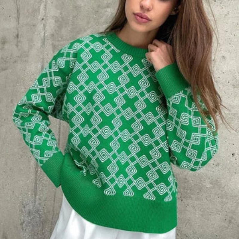 Variant image for Damen-Jacquard-Strickpullover, weiches Garn, modernes Design-16