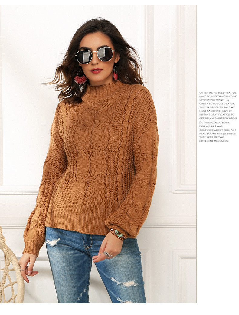 Damen-Strickpullover, mit halbem Stehkragen, aus Acryl, lange Ärmel, bequeme Passform-6