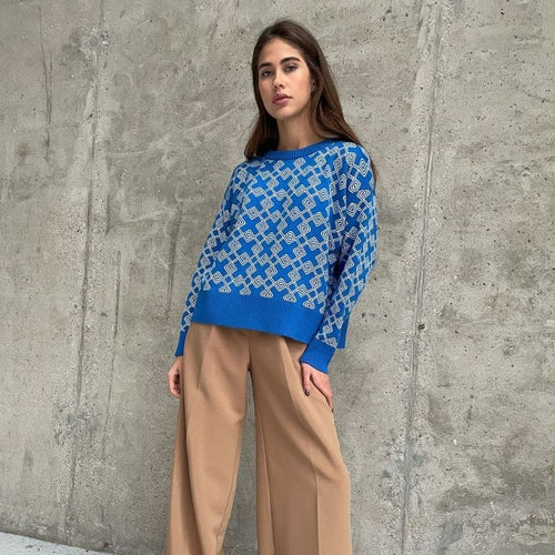Damen-Jacquard-Strickpullover, weiches Garn, modernes Design-1