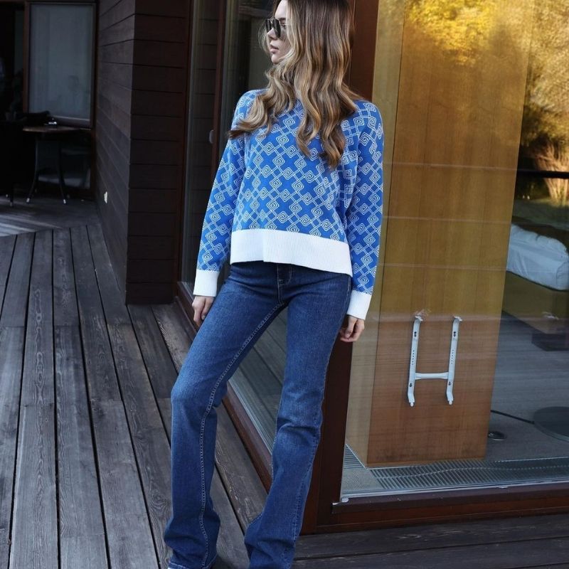Damen-Jacquard-Strickpullover, weiches Garn, modernes Design-2