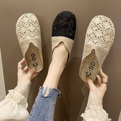 Damen-Clogs, gehäkeltes Design bequemes künstliches Textil-2