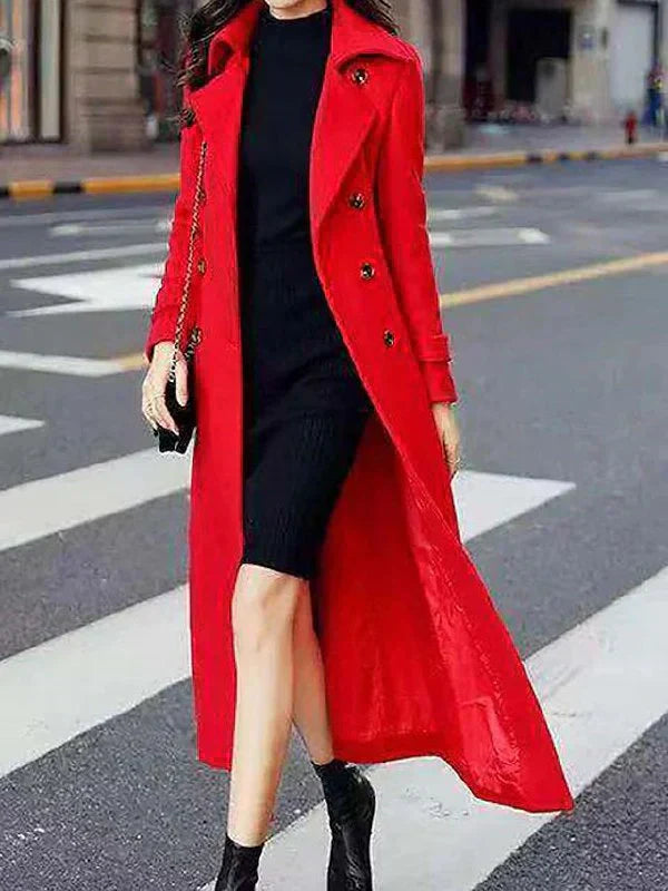 Variant image for Langer Wintermantel Damen Elegant Polyester Wolle-22