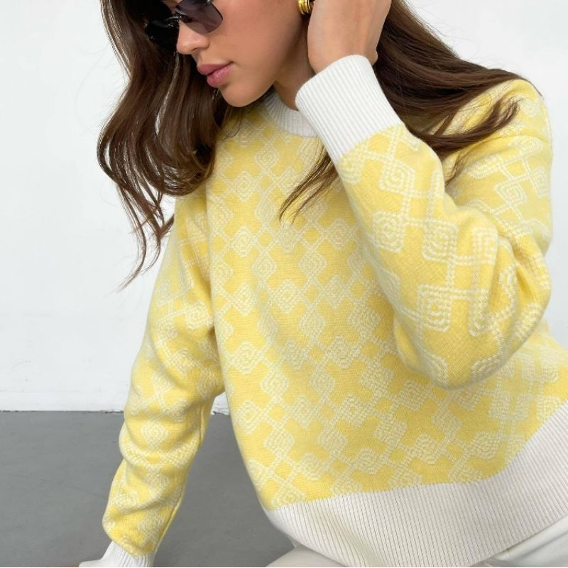 Variant image for Damen-Jacquard-Strickpullover, weiches Garn, modernes Design-21