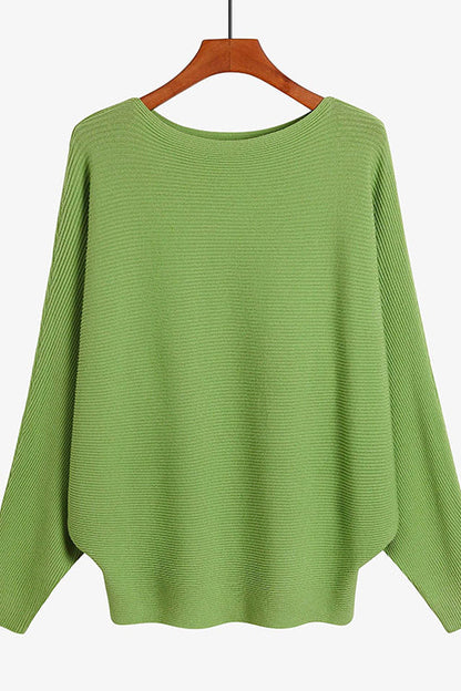 Variant image for Damen-Strickpullover, U-Boot-Ausschnitt, gerippte weiche Baumwolle, Polyester-5