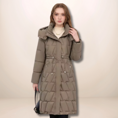 Langer Wintermantel Damen Gesteppt Design Wärmeisolierendes Material-6