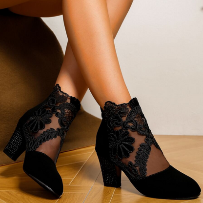 Damen-Stiefel mit hohem Absatz Bestickt Elegant Hochwertige Stoffe-2