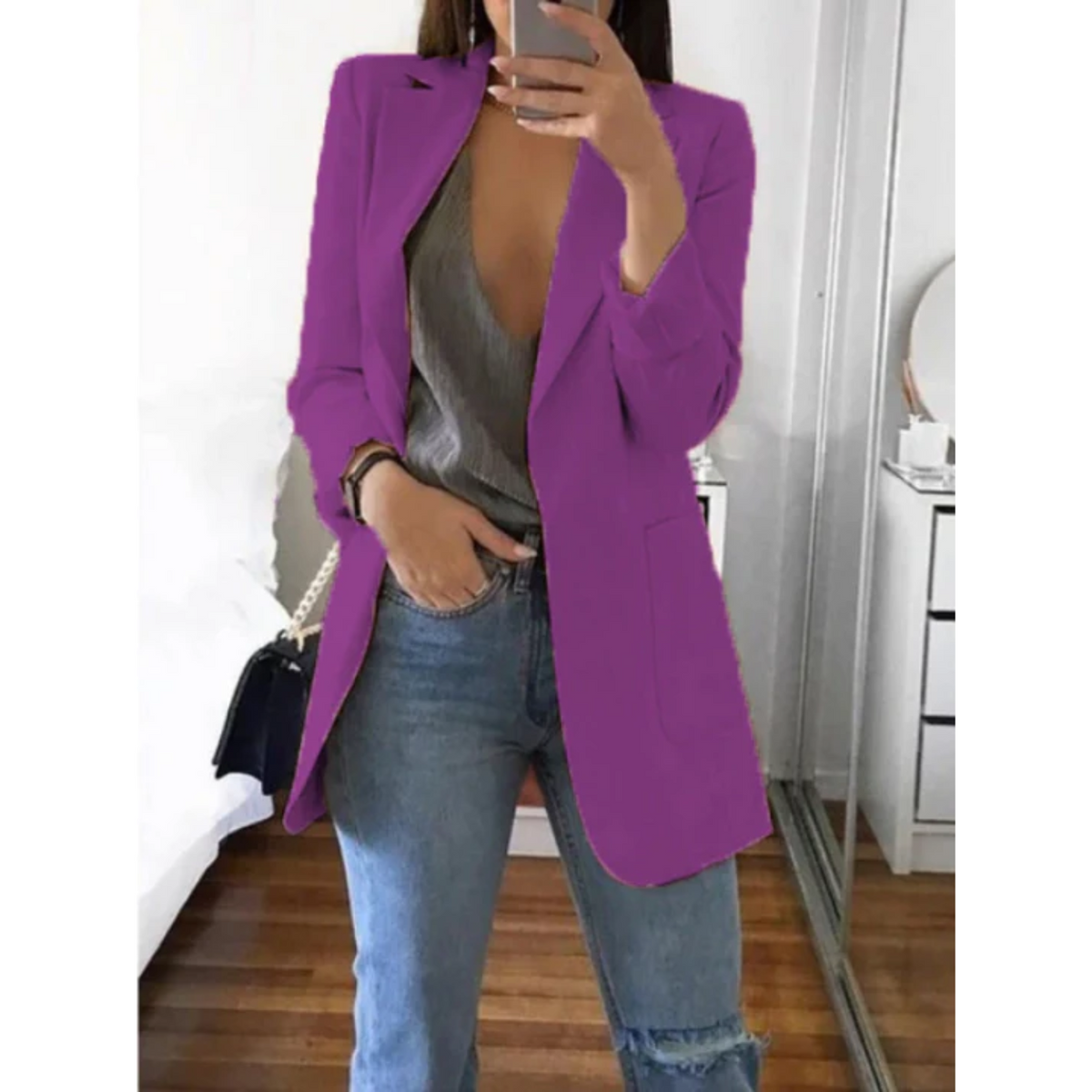 Variant image for Damen Blazer Enger Geschnitten Modernes Design Hochwertiger Stoff-55