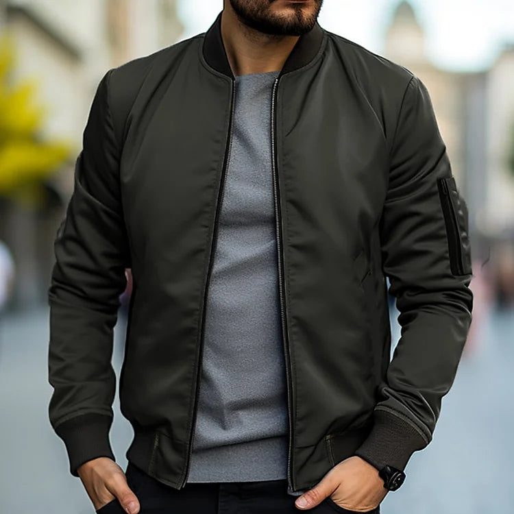 Herren-Herbstjacke, Bomberjacke aus glänzendem Polyester und Baumwolle – elegante und bequeme Passform 5