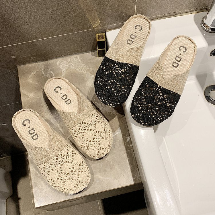 Damen-Clogs, gehäkeltes Design bequemes künstliches Textil-3