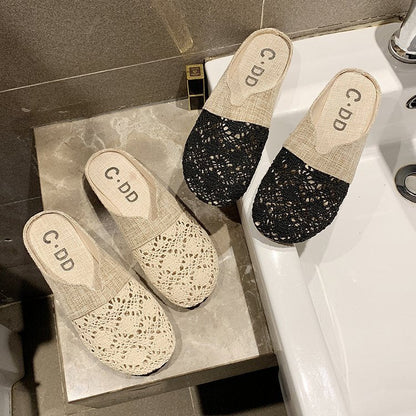 Damen-Clogs, gehäkeltes Design bequemes künstliches Textil-3
