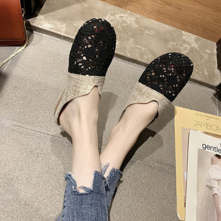Damen-Clogs, gehäkeltes Design bequemes künstliches Textil-4
