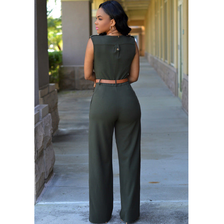 Damen-Jumpsuit mit geraden Beinen aus Polyester und Baumwolle – elegant und bequem, erhältlich in S-XXL 1